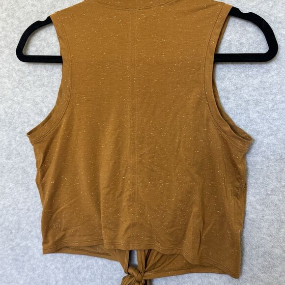 Lululemon Mock Neck Top with Front Tie Womens XS Brown Yoga Barre Cropped Top - Picture 2 of 6